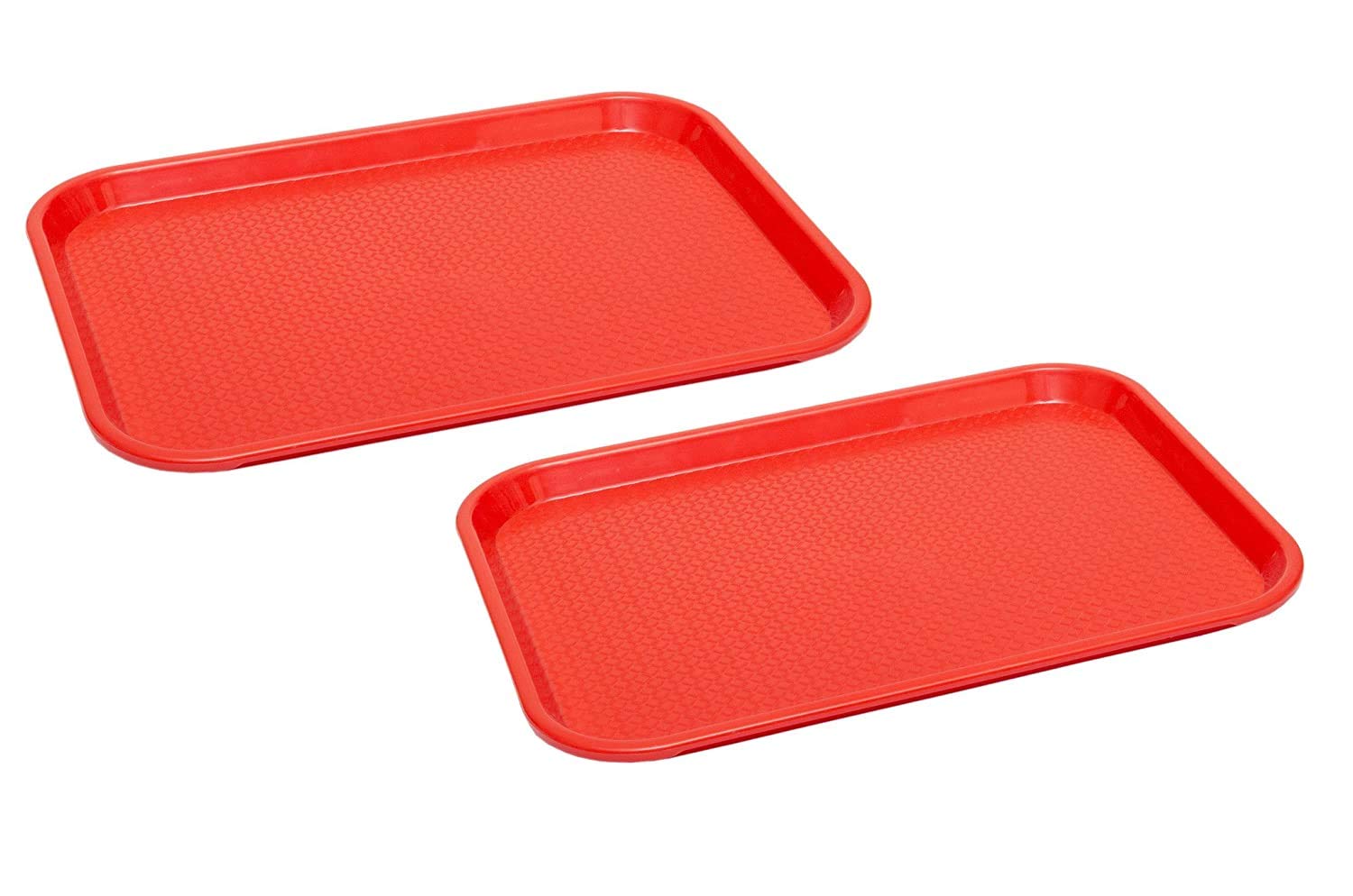 NJ Rectangular Plastic Serving Tray, Red Color Anti Skid Tray for Restaurant, Home and Hotel use : 2 Pcs Set