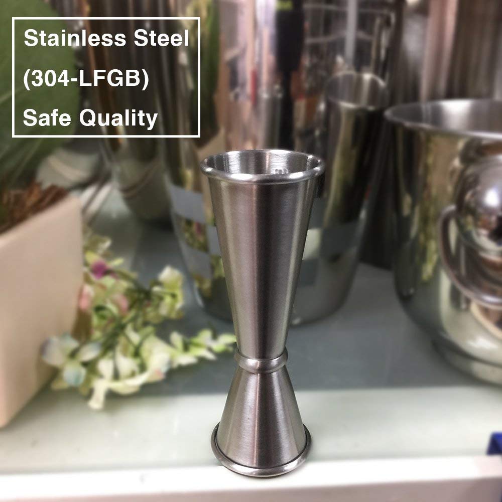 NJ Stainless Steel Japanese Style Double Side Peg Measure, Cocktail Jigger, Drink Measuring Bar Tool Jigger: 30/60 ml