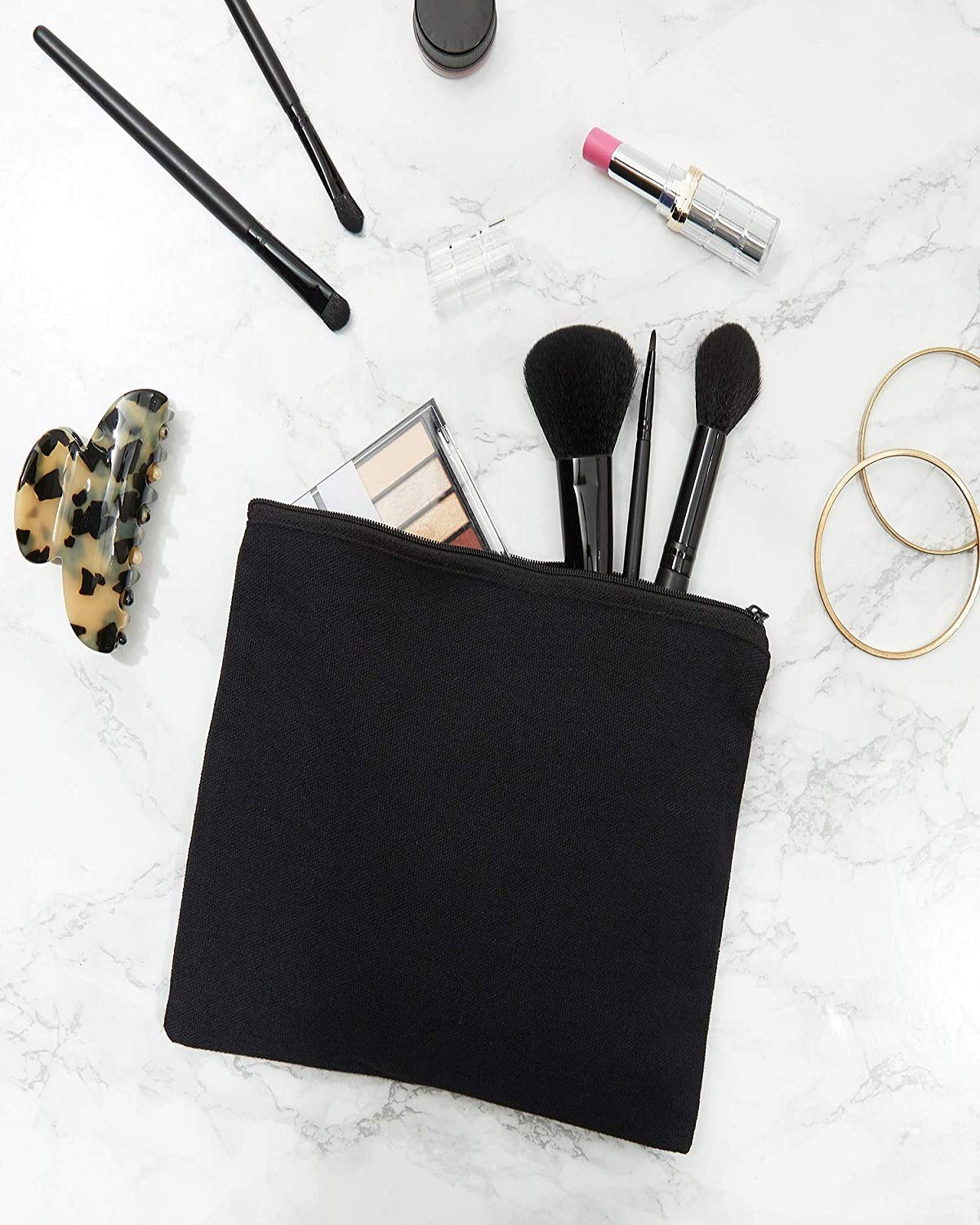 NJ Cosmetic Bag Multipurpose Makeup Bag with Zipper Canvas Bag, Travel Toiletry Pouch DIY Bag, Jewelry Bag, Travel Bag, Cosmetic Bag (5.5x5.5 Inches): 04 Pcs