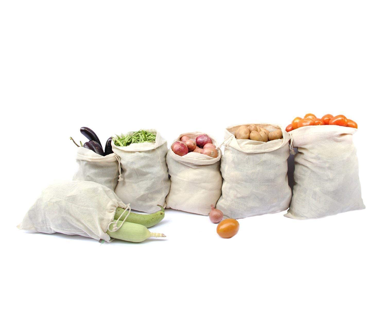 NJ Vegetable Bags for Fridge Storage. Eco Friendly, Reusable, Washable 10x12 Inches : 6 Pcs