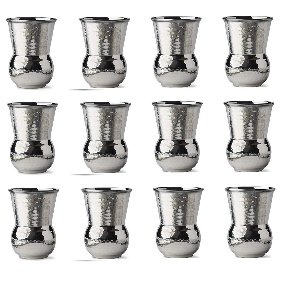 NJ Moroccan Stainless Steel Hammered Tumblers 400 ml,Napa Style Tumbler,Mughlai Glass Hammered for Cocktail and Beverages Soft Drinks Handcrafted: 10 Pcs