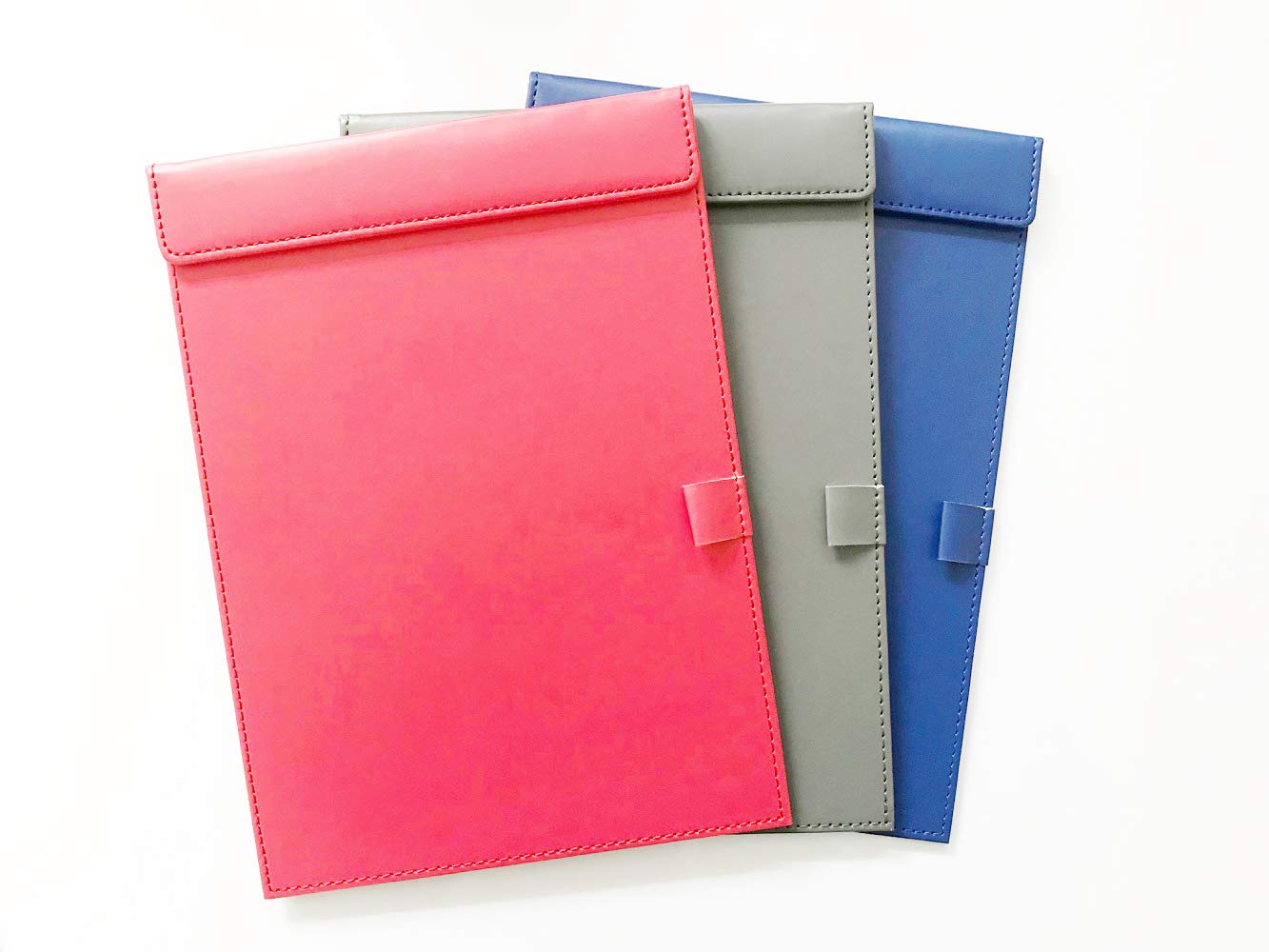 NJ Ultra Smooth PU Leather Conference Pad Clipboard, Business Meeting Magnetic Writing Pad with Pen Holder: Red,Gray,Blue