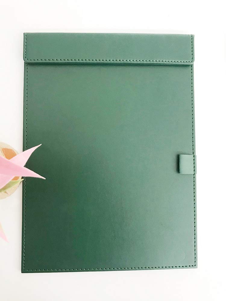 NJ Super Silk Smooth PU Leather Conference Writing Pad Clipboard, Business Meeting Magnetic Pad with Pen Holder: 2 Pcs Set : Green, Gray