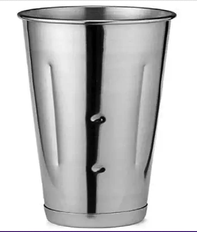 NJ Stainless Steel 600 ml Malt Cup, Milkshake Cup, Blender Cup, Cocktail Mixing Cup, Stainless Steel, Commercial Grade