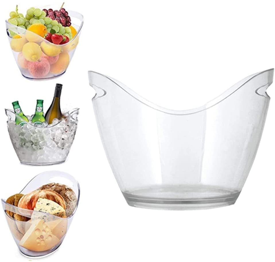 NJ Ice Buckets for Parties - Clear Beer Bucket Tub, Ice Bucket for Beer, Ice Bucket, Wine Bucket, Beer Bucket for Party, for Bar and Home Party : 1 Pc.