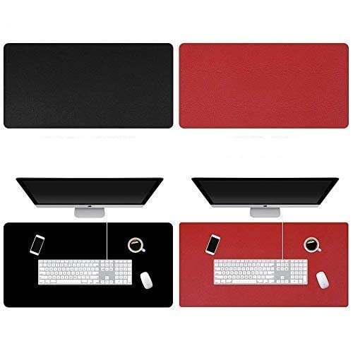 NJ PU Leather Desk Blotter, Writing Pad for Office and Home, Dual-Sided (Blue/Red), Non Slip Writing pad with Smooth Surface, Mouse Pad for Desktops and Laptops, Extended Gaming Pad: 88x44 cm