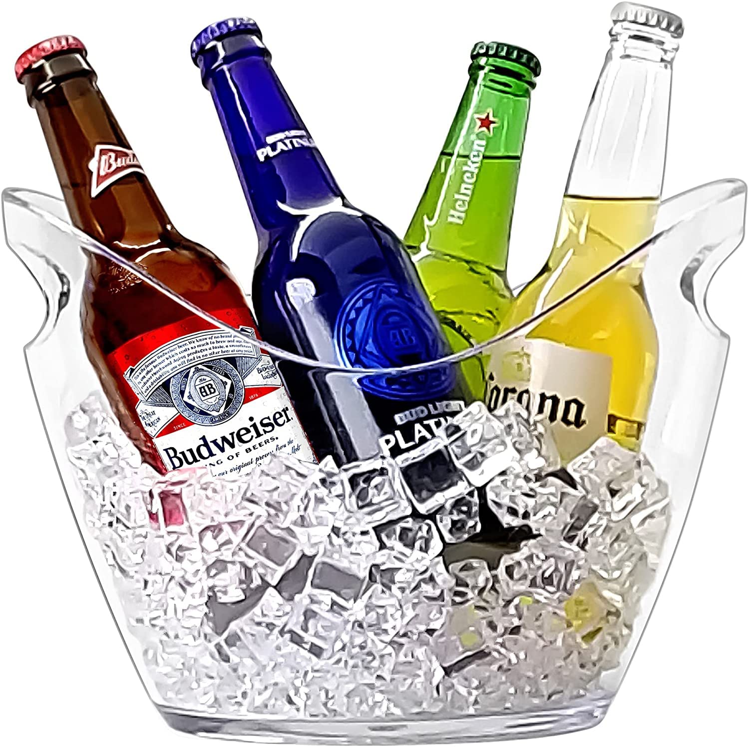 NJ Ice Buckets for Parties - Clear Beer Bucket Tub, Ice Bucket for Beer, Ice Bucket, Wine Bucket, Beer Bucket for Party, for Bar and Home Party : 1 Pc.