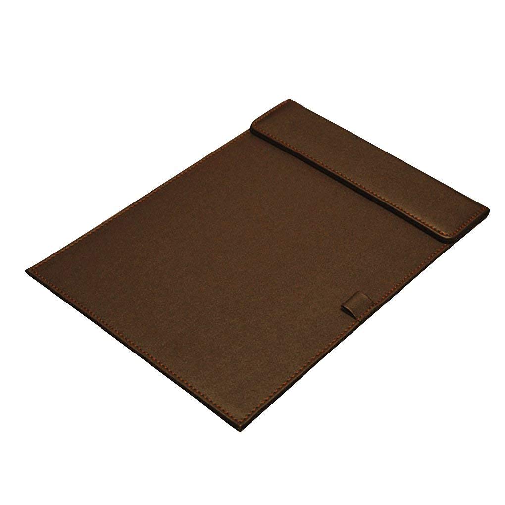 NJ Ultra Smooth PU Leather Clipboard, Business Meeting Conference Magnetic Writing Pad, A4 File Paper with Pen Holder Loop (Brown)