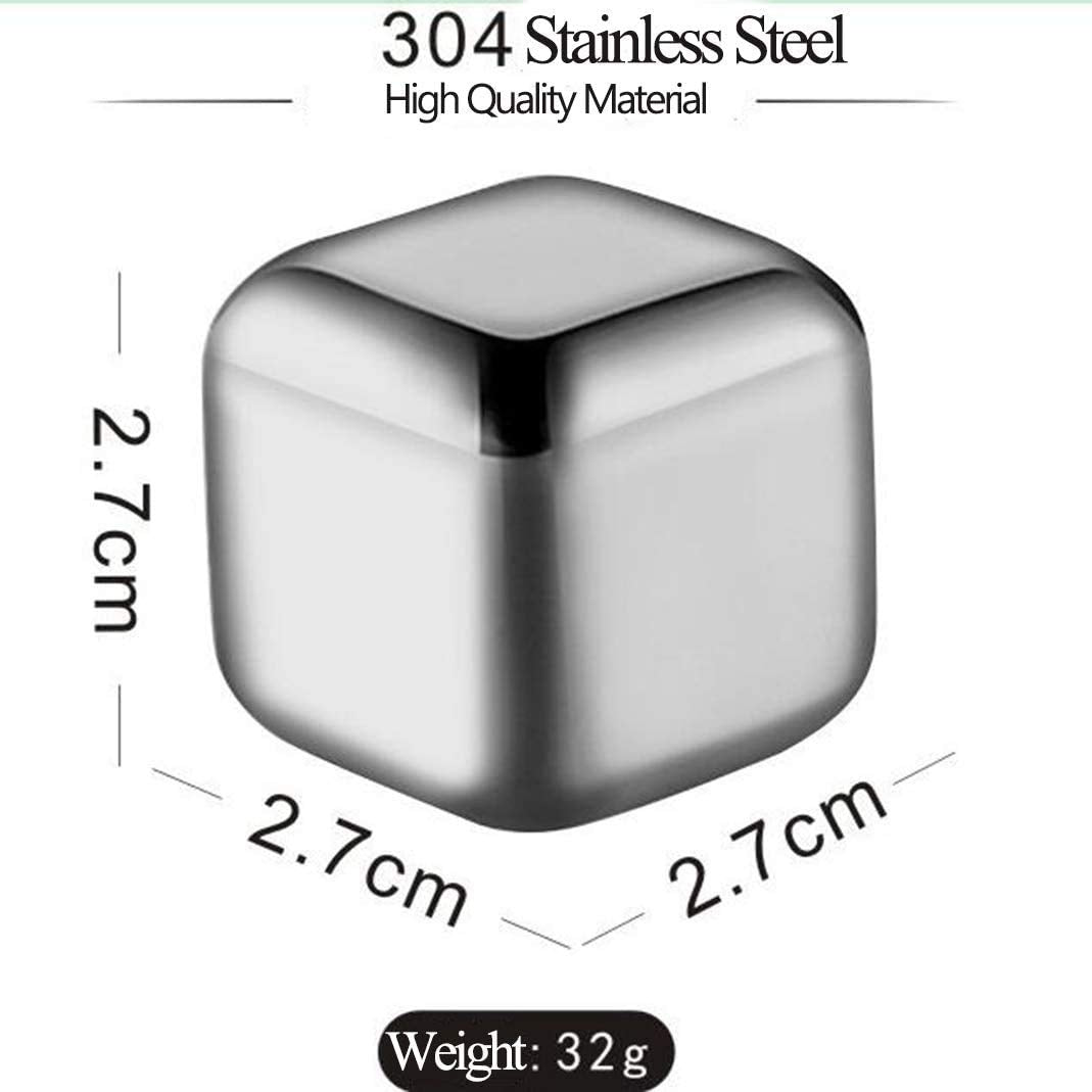 NJ Reusable Stainless Steel Whiskey Stones or Ice Cubes, Set of 4 Ice Cubes