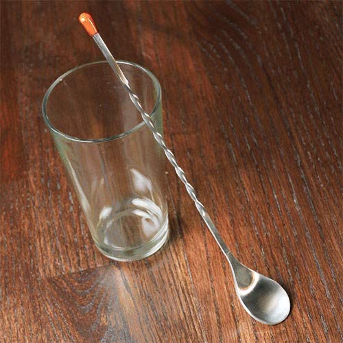 NJ Cocktail Mixing Spoons, Long Stainless Steel Mixing Stirrer Spoons, Strong Non-Rust Bartender Mixing Spoons Stirrer for Home & Bar Use Red Knob: 12 Pcs