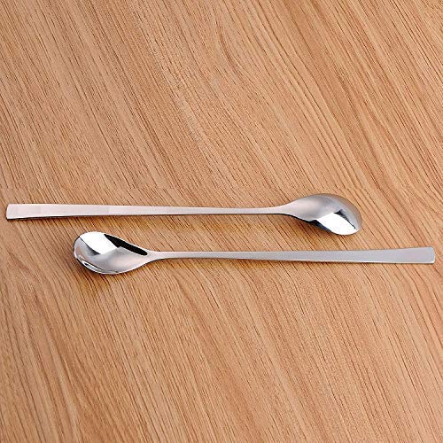 NJ Extra Long Soda Spoon Mixing Stirring Spoon, Ice Tea Coffee Long Ice Cream for Tall Glasses, Bournvita/Horlicks Spoon, Cocktail Bar Stainless Steel Long 8" Handle : Set of 8
