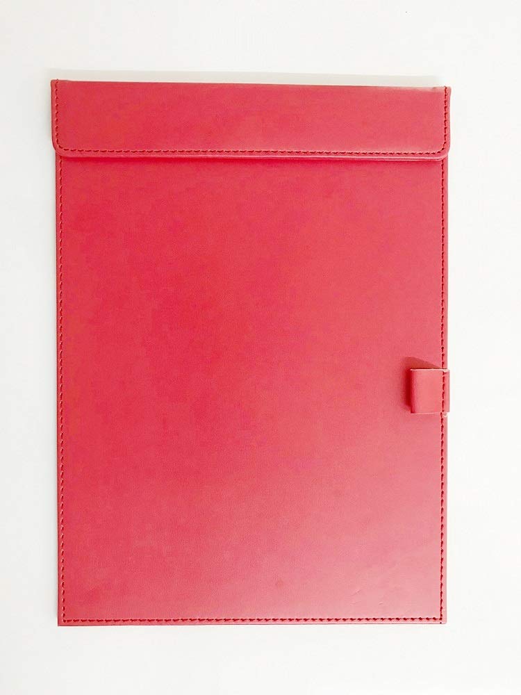 NJ Ultra Smooth PU Leather Conference Pad Clipboard, Business Meeting Magnetic Writing Pad with Pen Holder: Red,Gray,Blue