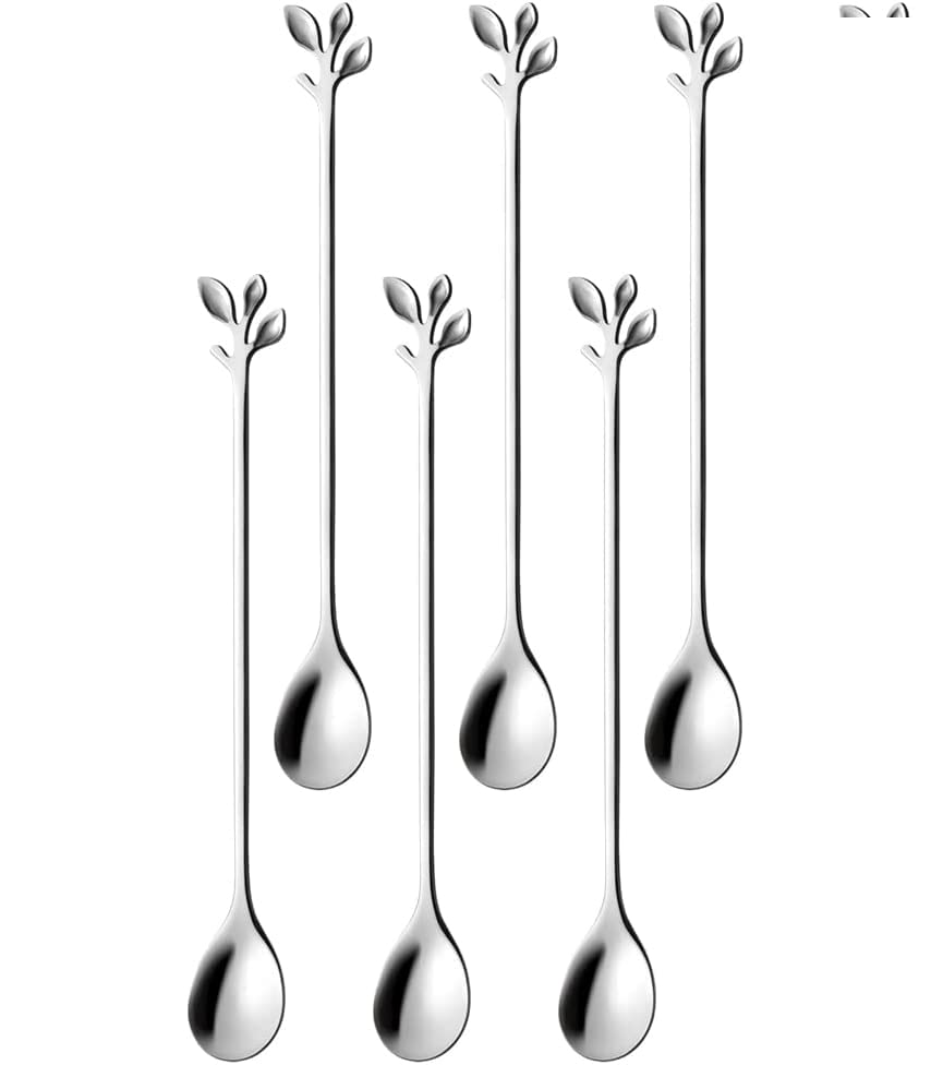 NJ Espresso Coffee Spoons, Ice Cream Spoon, Stainless Steel Stirring Spoons for Cocktail Drink, Ice Tea Spoon, Coffee Spoon 4.7 Inches: 06 Pcs