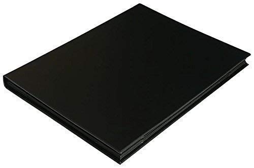 NJ Restaurant Leather Menu Covers Holders 9x12" Inches, 3 panel 4 view folder, Menu Presenters for Restaurants : Black