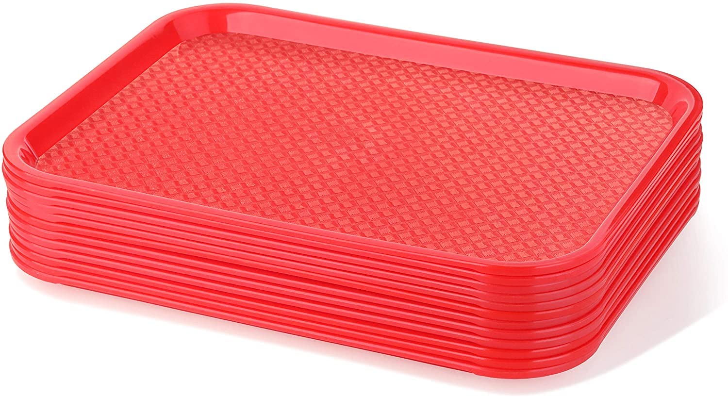NJ Plastic Serving Platter Large Tray Unbreakable Snacks Tea Serving Tray Red Drink Breakfast Tea Dinner Coffee Salad Food for Dinning Table Home Kitchen (16 X 12 Inches) : Red 8 Pcs.