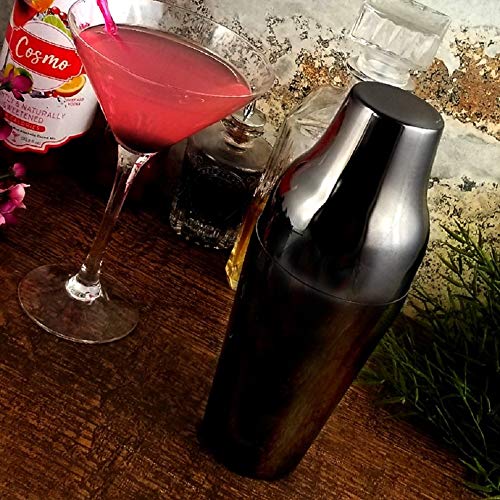 NJ Black French Boston Shaker, Classic and Elegant Stainless Steel Cocktail Shaker 500 ml, Martini Drink Mixer, Professional barware Bartender Tool for Alcohol Drinks: Black