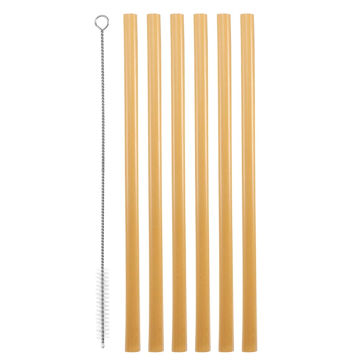 NJ Organic Bamboo Straws with Cleaning Brush 9 Inches,Biodegradable Reusable Straw for Kids and Adults, Handcrafted Natural Alternative to Plastic, BPA Free Non-Toxic and No Inks Dyes Straws:6 Pcs