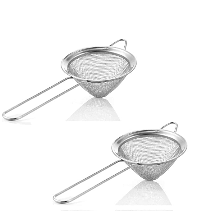 NJ OVERSEAS Stainless Steel Fine Mesh Cocktail Premium Food Small Strainer , 3 inch: 2 Pcs Set