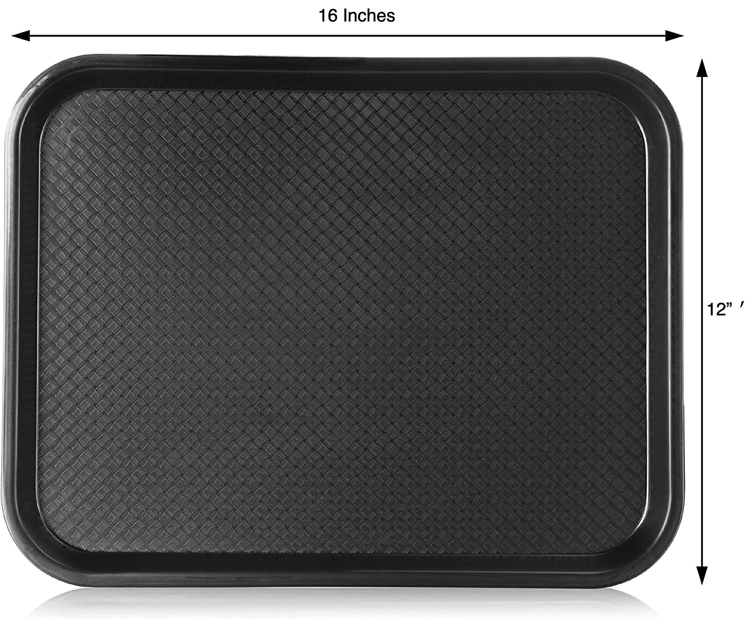 NJ Plastic Serving Platter Large Tray Unbreakable Snacks Tea Serving Tray Black Drink Breakfast Tea Dinner Coffee Salad Food for Dinning Table Home Kitchen (16 X 12 Inches) : 8 Pcs.