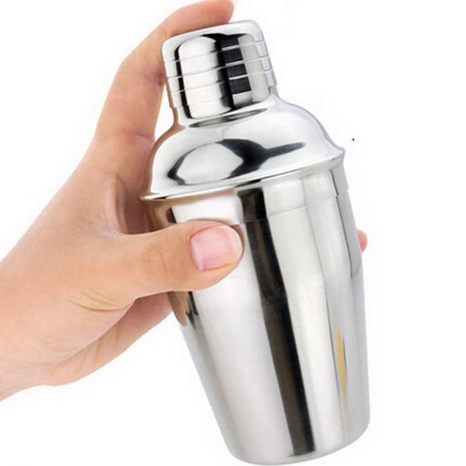 NJ Cocktail Shaker Stainless Steel Wine Shaker with Strainer and Lid Top 300 ml : 1 Pc.
