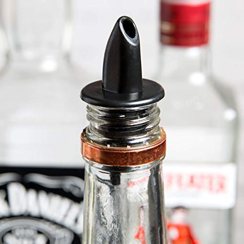 NJ Free-Flow Liquor Bottle Speed Pourers with Tapered Spout, Plastic Free Flow Liquor Bottle Pourer for Bar, Hotel, Restaurant and Home use : 12 Pcs Black