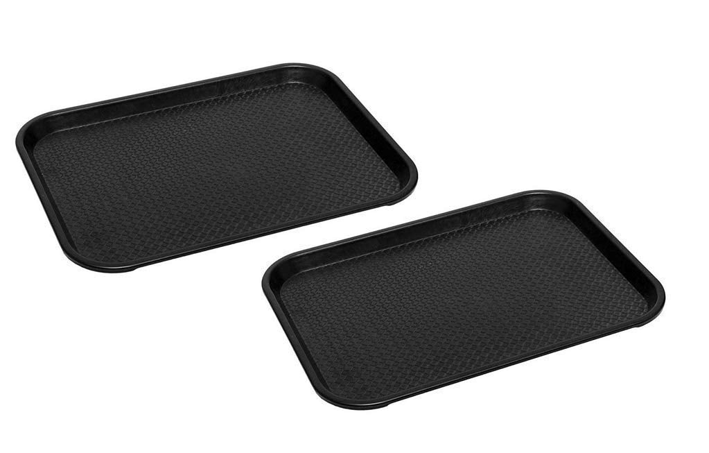 NJ Plastic Serving Platter Large Tray Unbreakable Snacks Tea Serving Tray Black Drink Breakfast Tea Dinner Coffee Salad Food for Dinning Table Home Kitchen (16 X 12 Inches) : 2 Pcs.