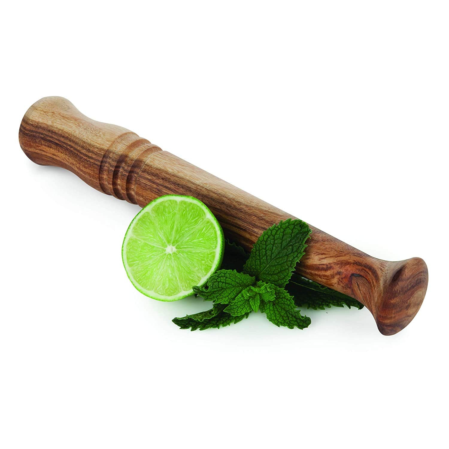 NJ Sheesham Wooden Muddler Bar Tool, 10 - Inch Hardwood Mojito Muddler with Flat Head, Commercial Grade Cocktail Drink Muddlers, Bar Accessories: 1 Pc.