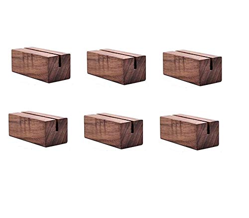 NJ OVERSEAS Natural Wood Premium Rustic Table Number Card Holders - 06 Pieces