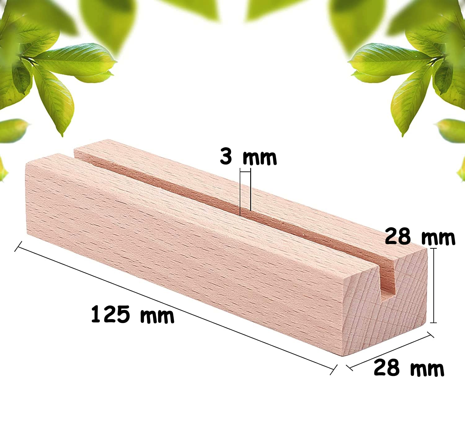 NJ Wood Card Holder Natural Beech Wood Table Number Holders, Wood Photo/picture Holders, Conference name card stand, buffet menu card holder, perfect for Hotel/home parties and conferences: 12 Pcs Set
