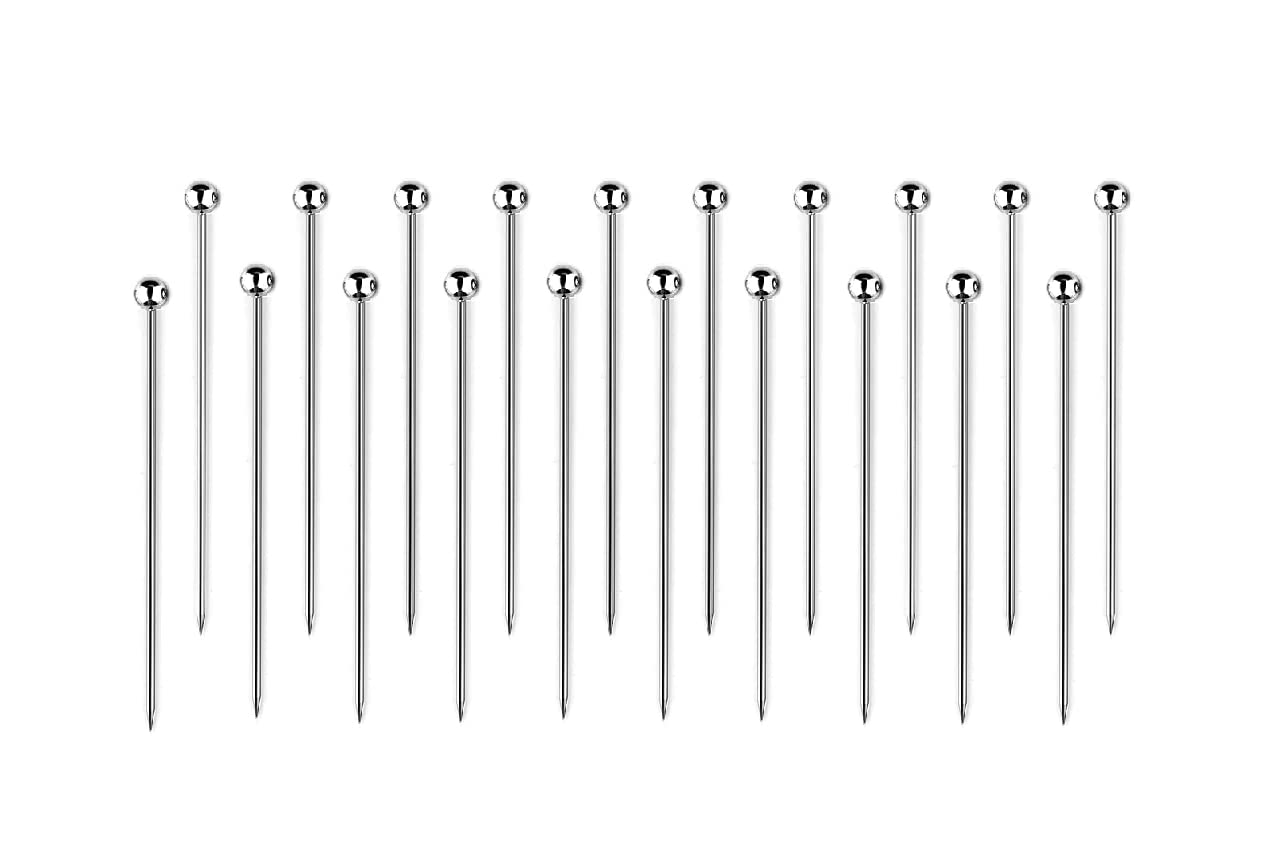 NJ Cocktail Picks 304 Stainless Steel Martini Olive Skewers Reusable Sticks Starter Toothpicks Fruit Stick, Salad Pick, Fruit Chaat picks, Perfect for Party Home Bar - 4.3 Inches: 20 Pcs