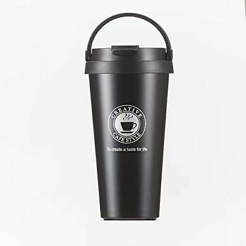 NJ Stainless Steel (304 Grade) Vacuum Insulated Travel Tea and Coffee Mug - Insulated Cup for Hot & Cold Drinks, Travel Thermos Flask with Lid- Black (500ML)