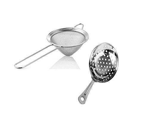 NJ OVERSEAS Stainless Steel Conical Strainer Julep Bar Strainer 3-inch -2 Pieces/Set