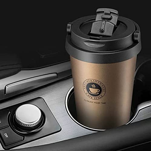 NJ Stainless Steel (304 Grade) Vacuum Insulated Travel Tea and Coffee Mug -Insulated Cup for Hot & Cold Drinks, Travel Thermos Flask with Lid- Golden (500ML)