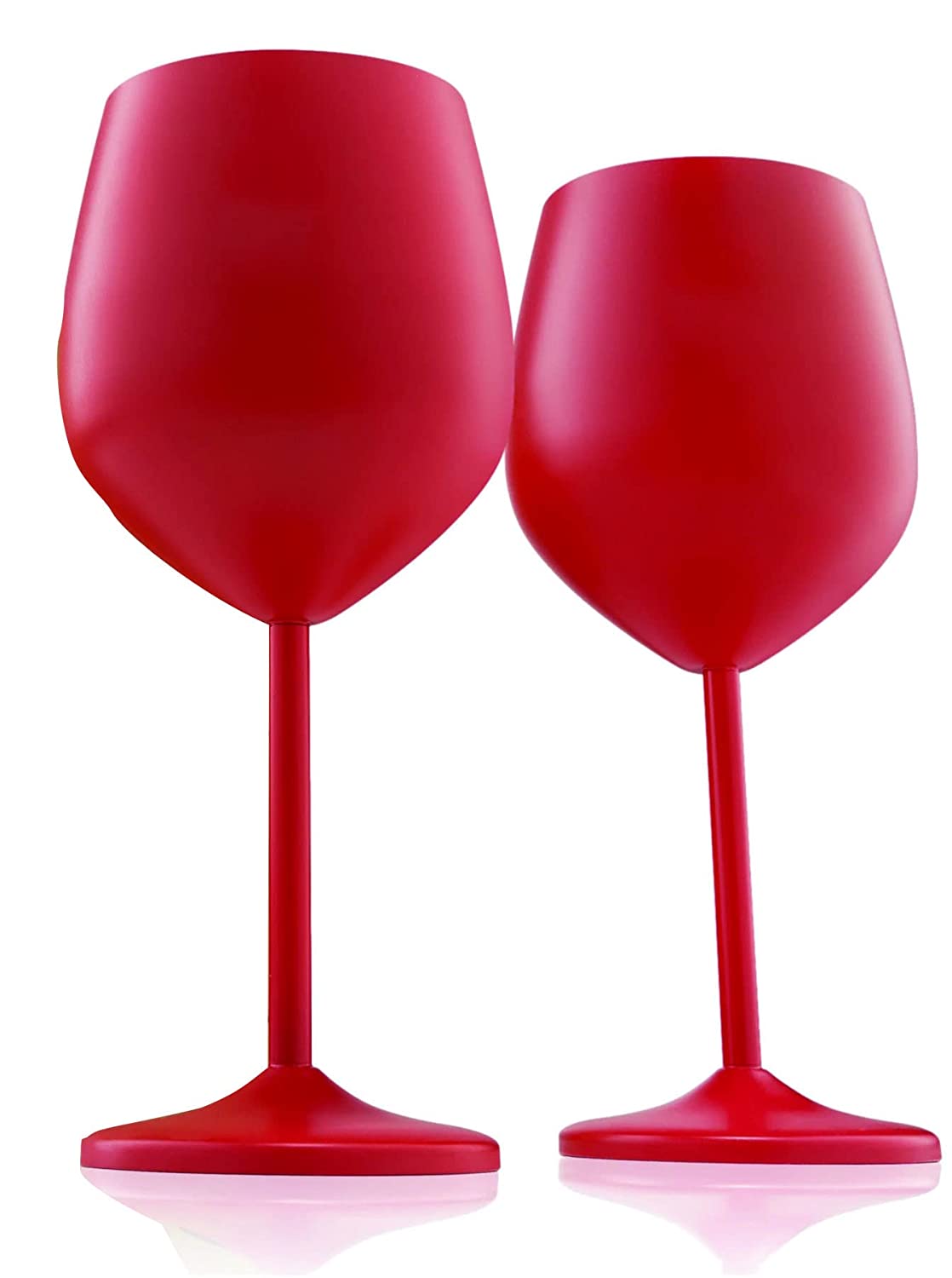 NJ Red Wine Glasses, Shatter Proof Red Coated Steel Unbreakable Wine Glass Goblets, Gift for Men and Women, Party Supplies - 350 ml: Set of 2 Pcs
