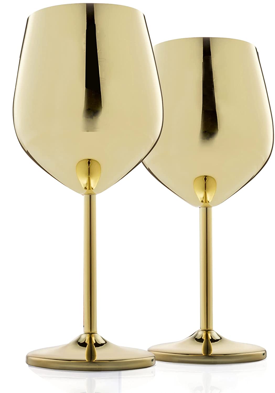 NJ Gold Wine Glasses, Shatter Proof Gold Coated Steel Unbreakable Wine Glass Goblets, Gift for Men and Women, Party Supplies - 350 ml: Set of 2 Pcs