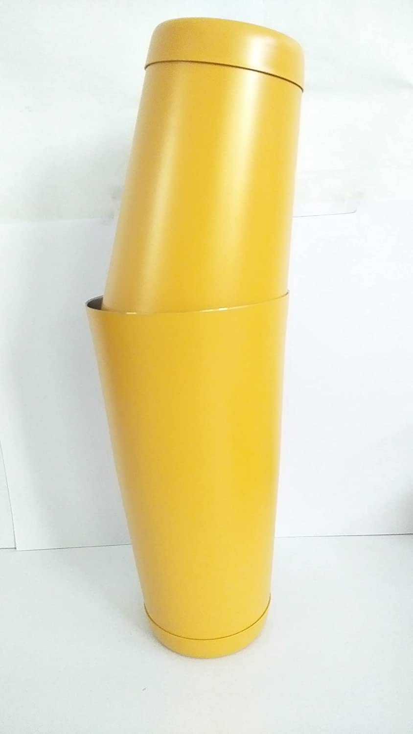 NJ matt Yellow Stainless Steel Boston Shaker, Professional Bartender Cocktail Shaker Set : 540 ml & 840 ml Tins are Dual Weighted Bases, Perfect for Beginner in Bartending : 2 Pcs Set