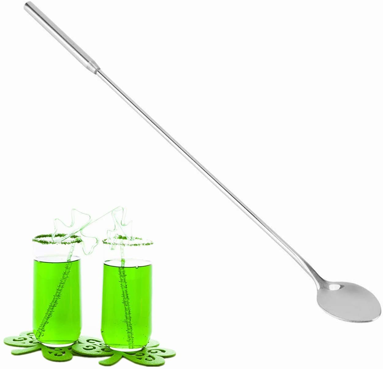 NJ Long Bar Spoon Stirrer, Extra Long Handle Stirring Spoon, Limited Edition Bar Spoon with Smooth Long Handle : 40 cm