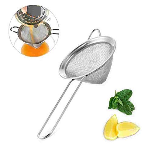 NJ Stainless Steel Fine Mesh Small Funnel Style Hawthorne Bar Strainer, 3-inch -2 Pieces/Set