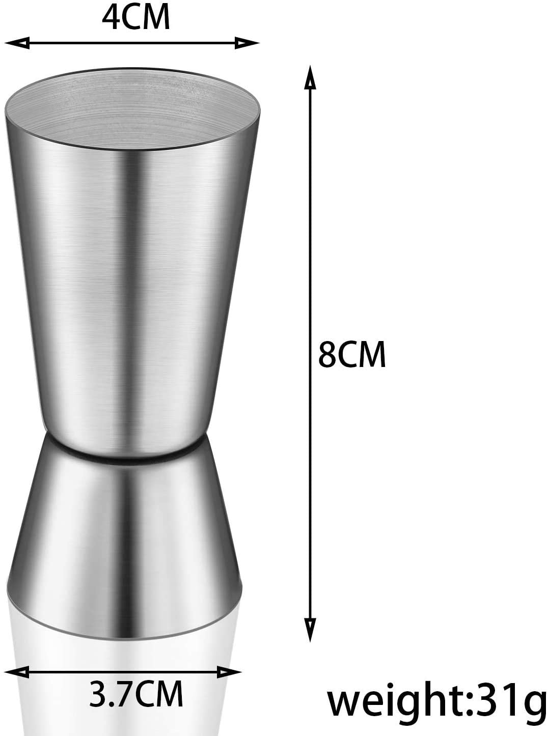 NJ Stainless Steel 20/40 ml Jigger Bar Craft Dual Spirit Measure Cup Double Jigger Peg Measuring Cup for Bar Party Wine Cocktail Drink Shaker Shot Measure