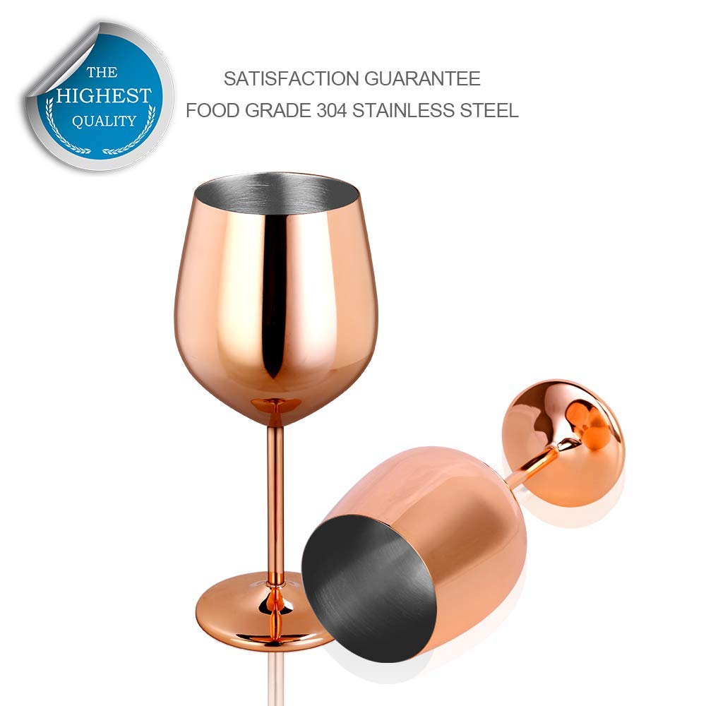 NJ Stainless Steel Stemmed Wine Glasses, Shatter Proof Copper Coated Unbreakable Wine Glass Goblets, Premium Gift for Men and Women, Party Supplies - 350 ml: Set of 2 Pcs