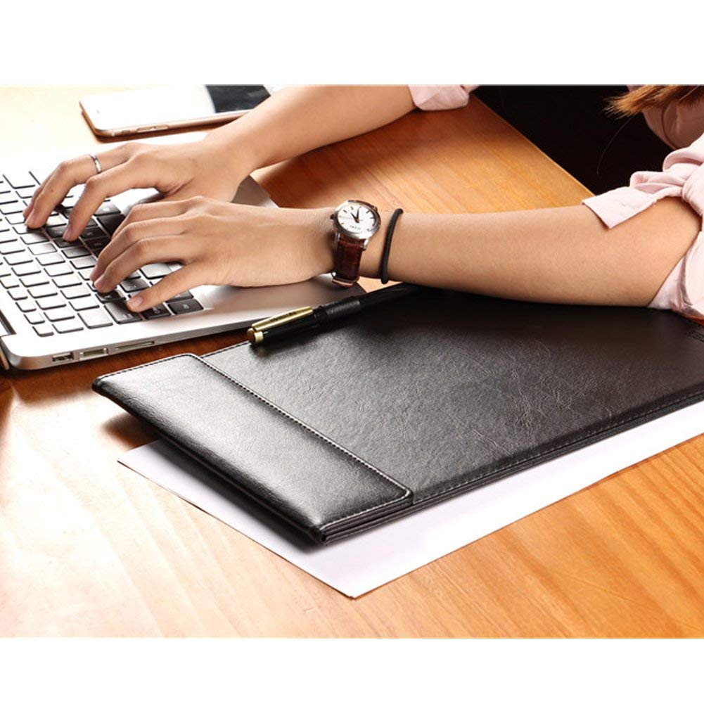 NJ Ultra Smooth PU Leather Clipboard, Business Meeting Conference Magnetic Writing Pad, (24x17 cm) A5 Size File Paper Clip Board Pad, Hotel Guest room Paper holder Hardboard with Pen Holder Loop: A5 Black