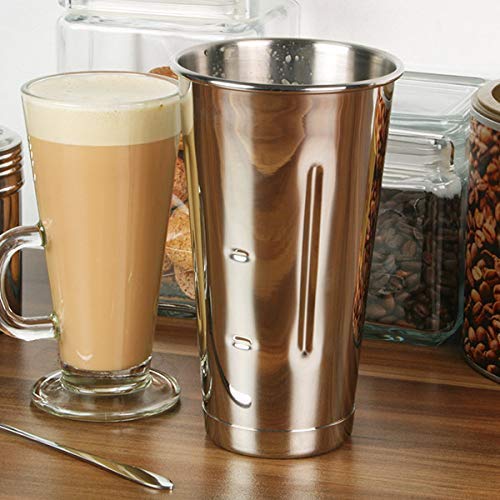 NJ Stainless Steel 900 ml Malt Cup, Milkshake Cup, Blender Cup, Cocktail Mixing Cup, Stainless Steel, Commercial Grade