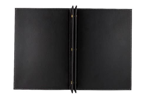 NJ Restaurant Leather Menu Covers Holders screw fitting 9x12" Inches, Menu Presenters for Restaurants, Menu Folder : BLACK
