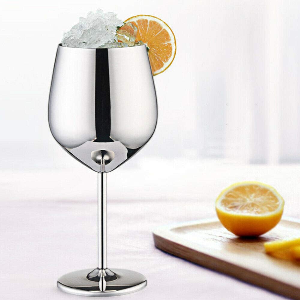 NJ Wine Glasses Stainless Steel, Unbreakable Wine Goblets, Stainless Steel Stemmed Wine Glasses, Unbreakable BPA Free Shatterproof Great for Daily, Formal & Outdoor Use: Set of 6 : Capacity 350 ml