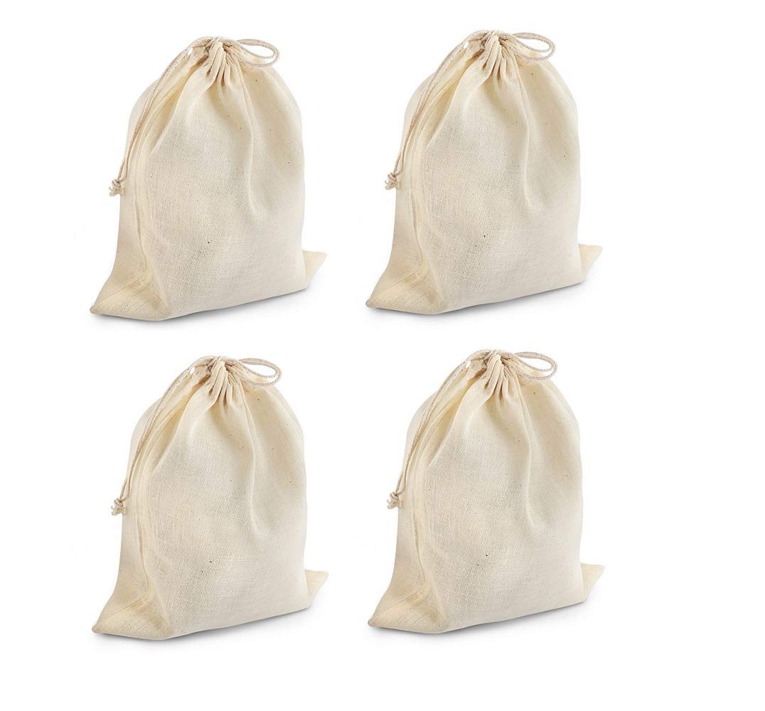 NJ Drawstring Bags Muslin Bag Sachet Bag,Coin Pouch,Pouch for Wedding Party, Jewelry Bag, Gift wrap Pack Bag, Cotton Bag, Travel Bag, Cosmetic Bag (4x7 Inches): 4 Pcs